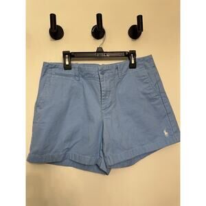 Polo Ralph Lauren Shorts Womens Size 6 Blue Chino Casual Flat Front Preppy